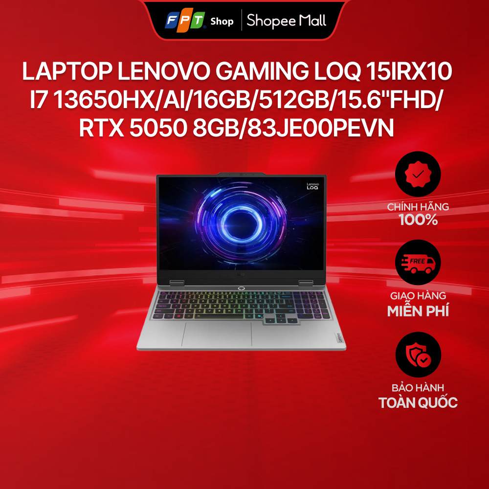 Laptop Lenovo Gaming LOQ 15IRX10 i7 13650HX/AI/16GB/512GB/15.6"FHD/RTX 5050 8GB/83JE00PEVN