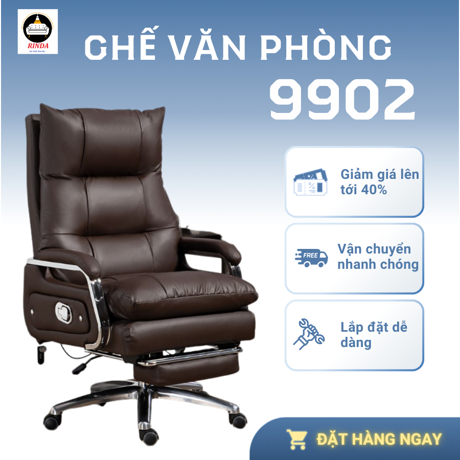 Ghế Giám Đốc Bọc Da Cao Cấp Massage 7 điểm model 9902, Ghế Chủ Tịch Văn Phòng Phong Cách Sang Trọng