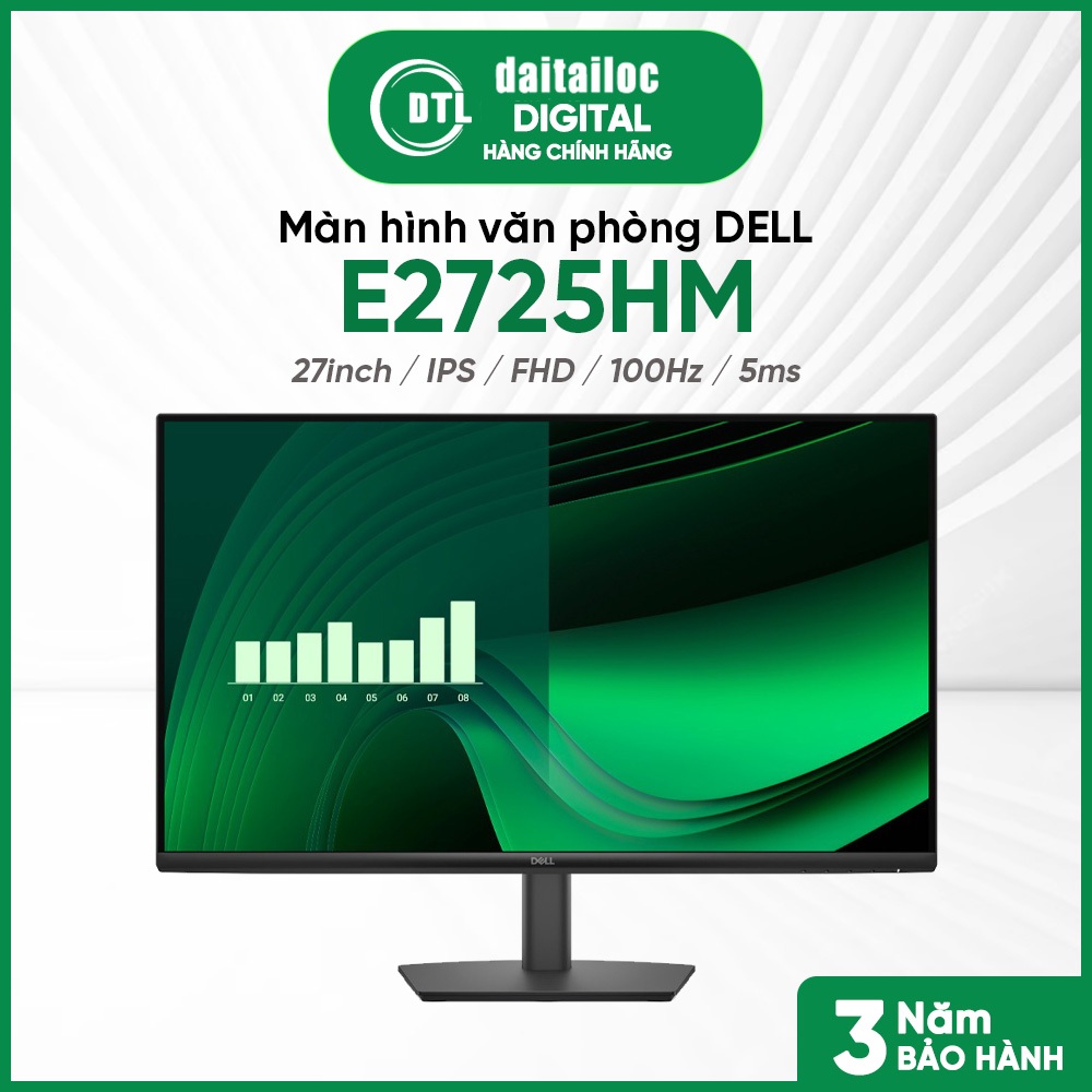 Màn hình văn phòng DELL E2725HM  27 inch IPS FHD 100Hz 5ms I Chính hãng I Bảo hành 36 tháng