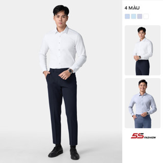  Áo Sơ Mi Nam Dài Tay 5S FASHION Thiết Kế Trơn Basic Phom Slimfit Vừa Vặn  ASM24186,25065,25043  
