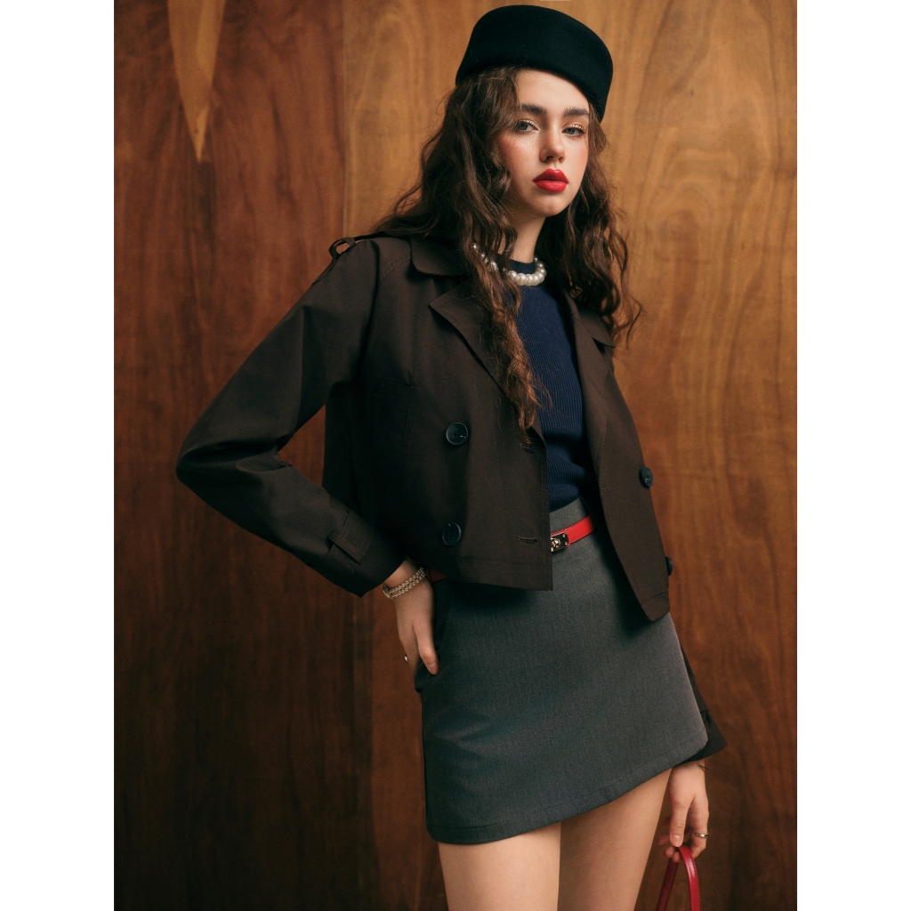 Áo Trench Coat Dáng Croptop Mariblle | 4591 | Lana Official