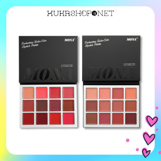[Bảng son Mona 12 ô] Bảng Son Mona Lipstick Palette 12 Ô Lâu Trôi Chống Thấm Nước Dưỡng Ẩm Trang Điểm Chuyên Nghiệp