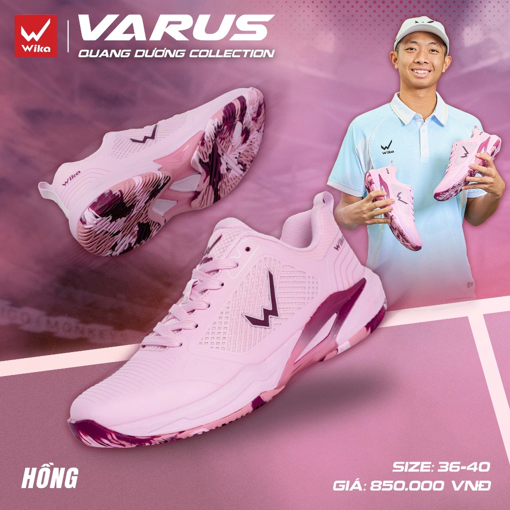Giày Pickleball Wika Varus x Quang Dương Chính Hãng, Upper TPU Giữ Form Kết Hợp Mesh Thoáng Khí