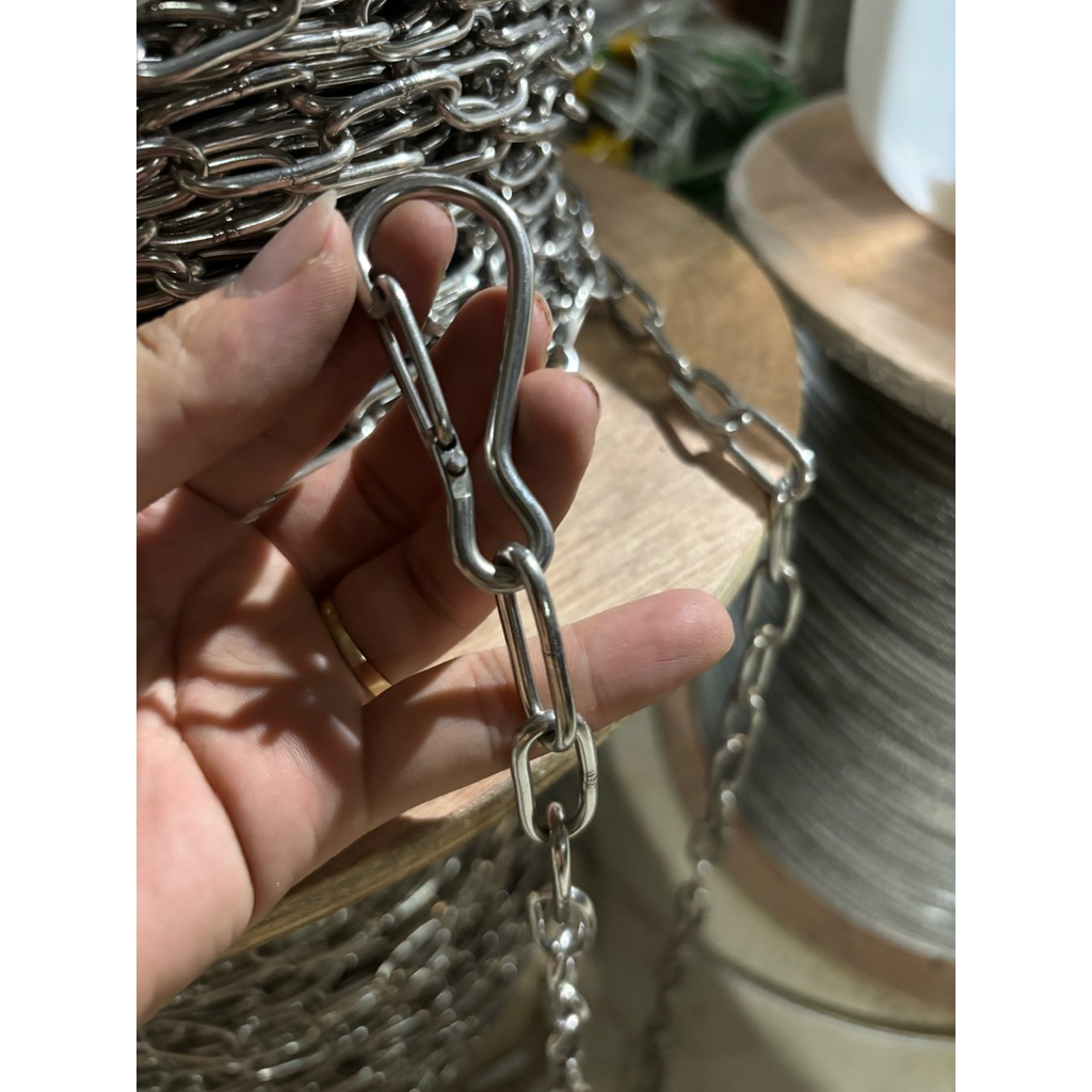 Dây phơi quần áo INOX, Xích inox - CHỐNG XÔ - Nhiều kích thước[2 móc 2 đầu xích] | BigBuy360 - bigbuy360.vn
