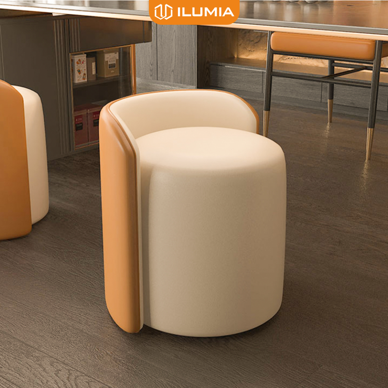 Ghế đôn da cao cấp thiết kế mới màu cam thương hiệu ILUMIA - GC51