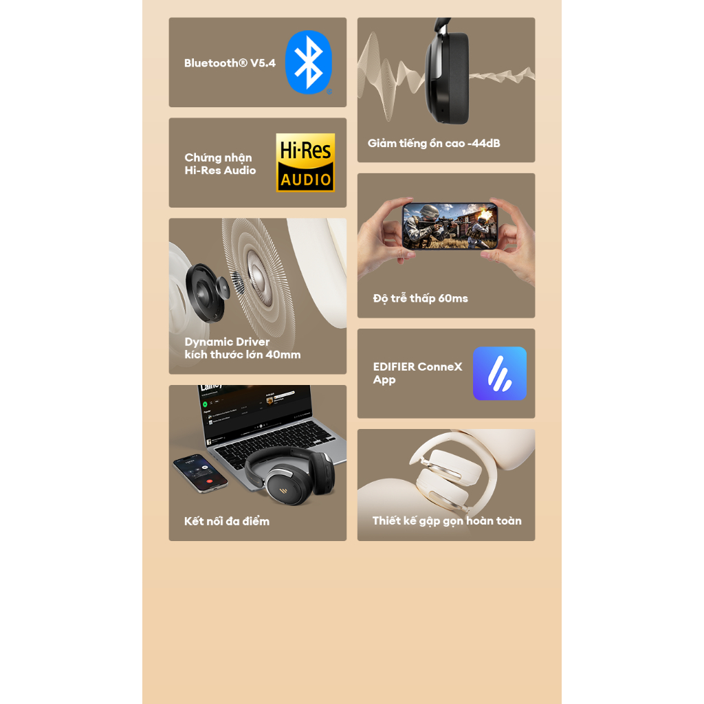 Tai Nghe Bluetooth Chụp Tai EDIFIER ATOM MAX | Bluetooth 5.4 | Khử Tiếng Ồn Môi Trường | Độ Trễ Thấp | Bảo Hành 15 Tháng | BigBuy360 - bigbuy360.vn