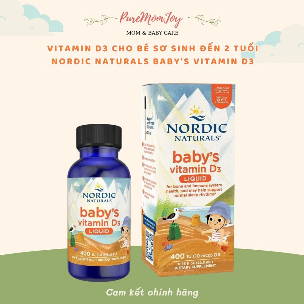 [Chính ngạch - có tem phụ] Vitamin d3 cho bé sơ sinh đến 2 tuổi nordic naturals baby’s Vitamin d3