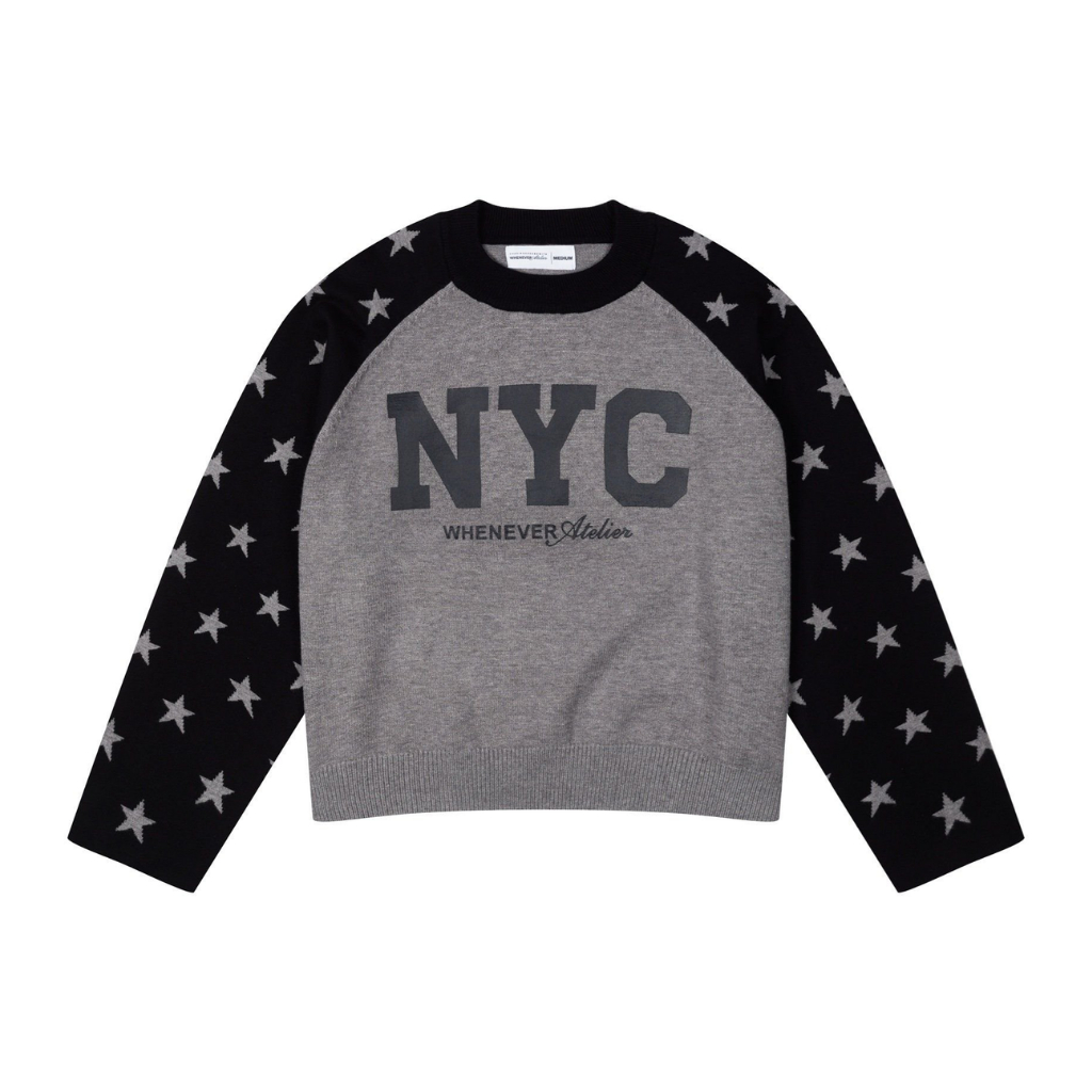 "WHENEVER" Áo Sweater Whenever Atelier Raglan Form Boxy Local Brand Unisex / GREY BLACK