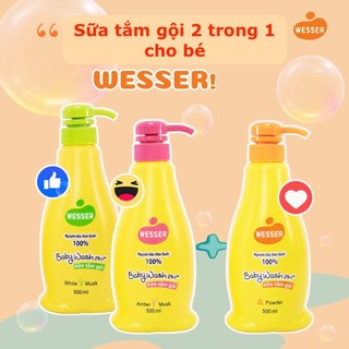 Sữa Tắm Gội Wesser 2 In 1 500ml - Cam/Xanh Lá/Hồng mẫu mới mamababysile