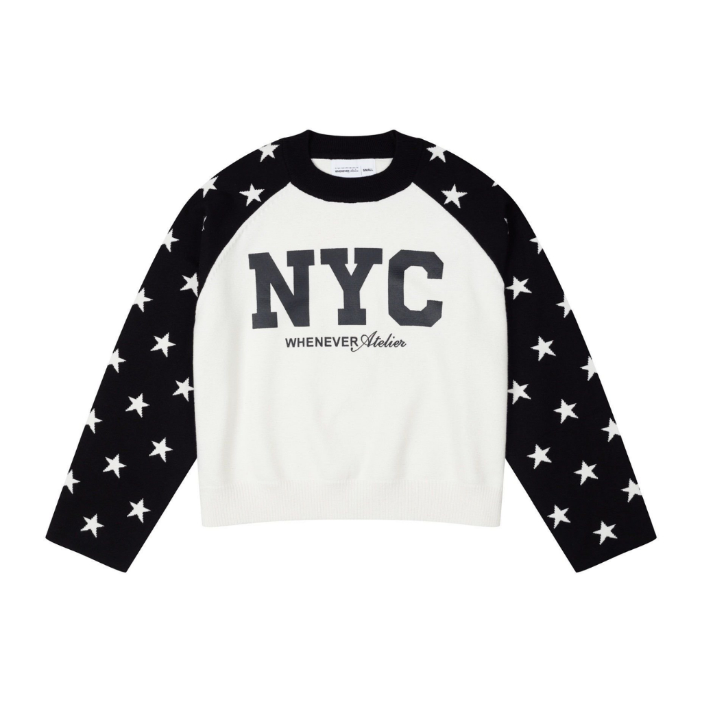 "WHENEVER" Áo Sweater Whenever Atelier Raglan Form Boxy Local Brand Unisex / WHITE BLACK