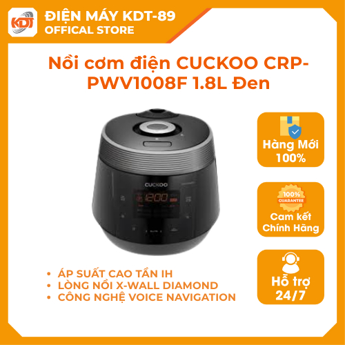 Nồi cơm điện tử áp suất Cuckoo CRP-PWV1008F 1.8L Bạc Đen