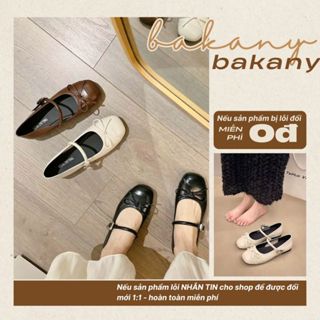  Giày Sục Búp Bê Nữ Lolita Giày Đế Bằng Nữ Phối Nơ Chất Da Đế Bệt Đủ Màu Đen Nâu Kem Xám Bạc Mã N02 