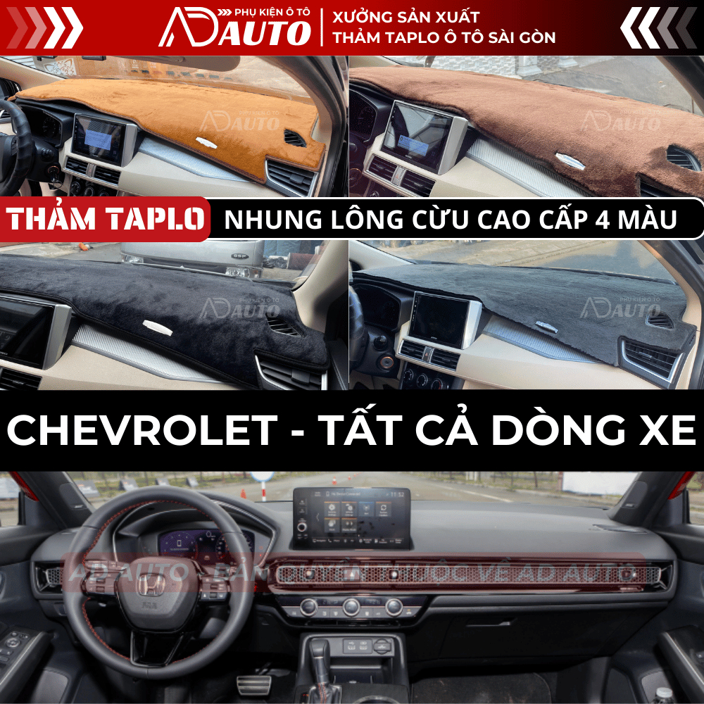 Thảm Taplo Nhung Lông Cừu CHEVROLET CAPTIVA, CRUZE, ORLANDO, SPARK, COLORADO, TRAILBLAZER, TRAX, Chu