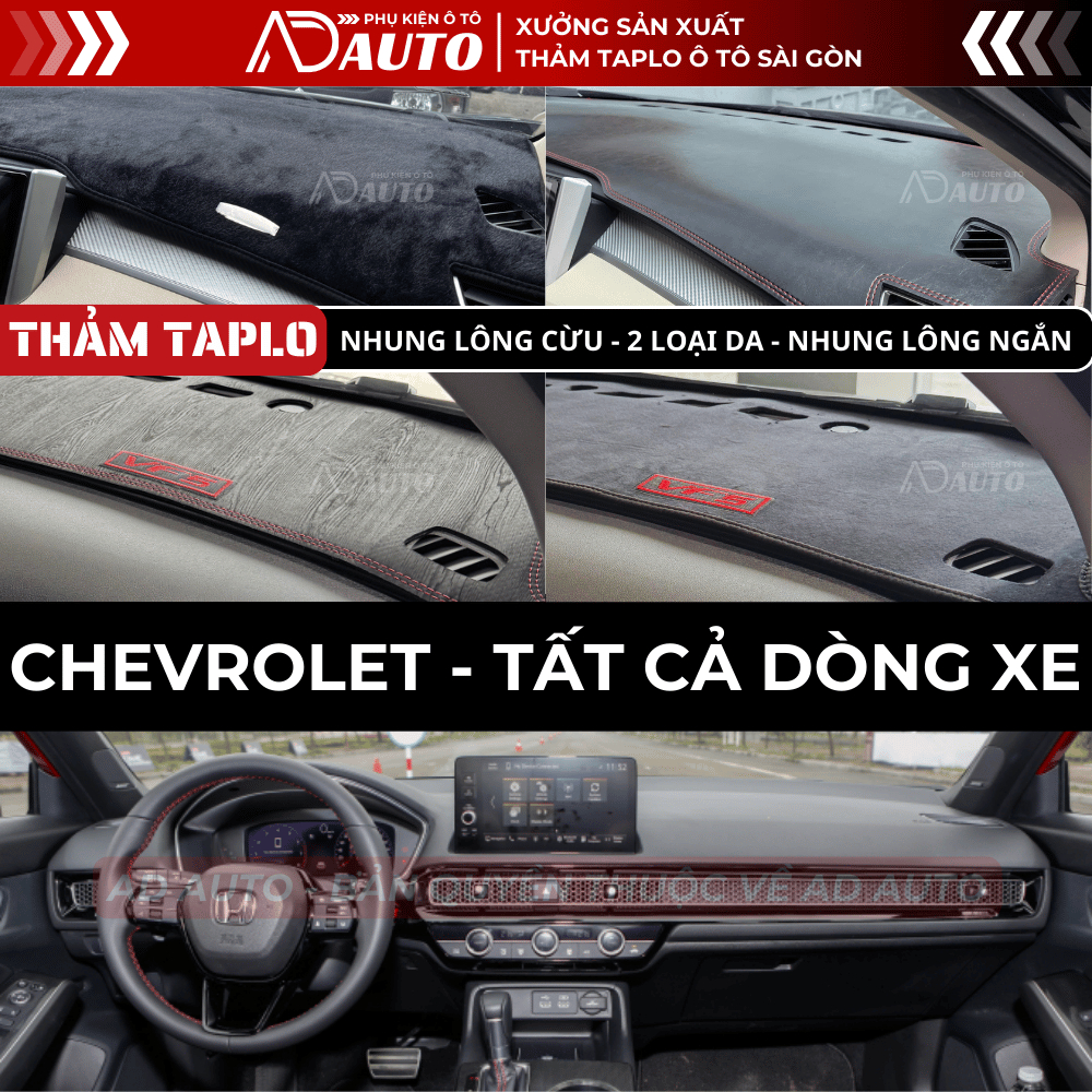 Thảm Taplo CHEVROLET CAPTIVA, CRUZE, ORLANDO, SPARK, COLORADO, TRAILBLAZER, TRAX Chất Liệu Da Và Nhu