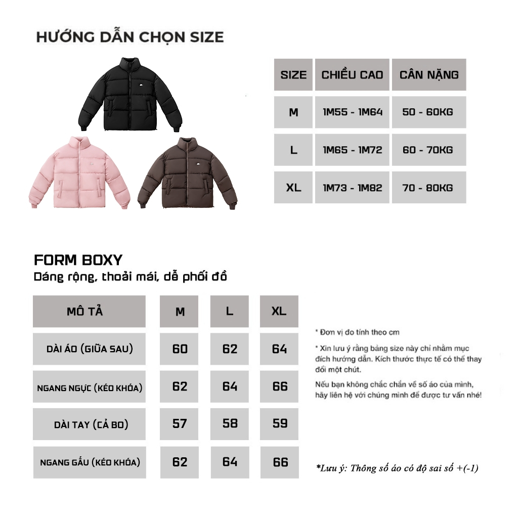 The Bad God Áo Phao LUNAIR Bông Dày Dặn Ấm Áp Thoải Mái Phù Hợp Ngày Lạnh 3 Size M L XL Thiết Kế Đơn Giản Tinh Tế | BigBuy360 - bigbuy360.vn