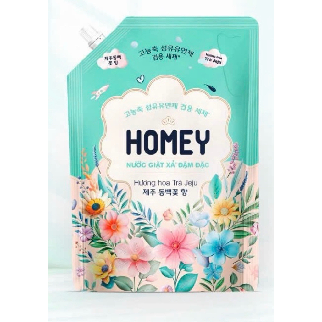 Nước Giặt Xả Homey Đậm Đặc Hương Hoa Trà Jeju-Túi 3.4kg
