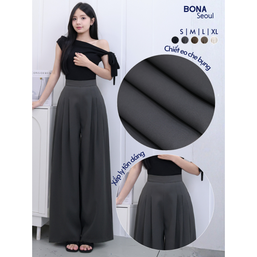  Quần ống rộng nữ khoá kéo sau chất vải mềm mịn Quần suông dài form ống to phong cách Douyin  Q4  