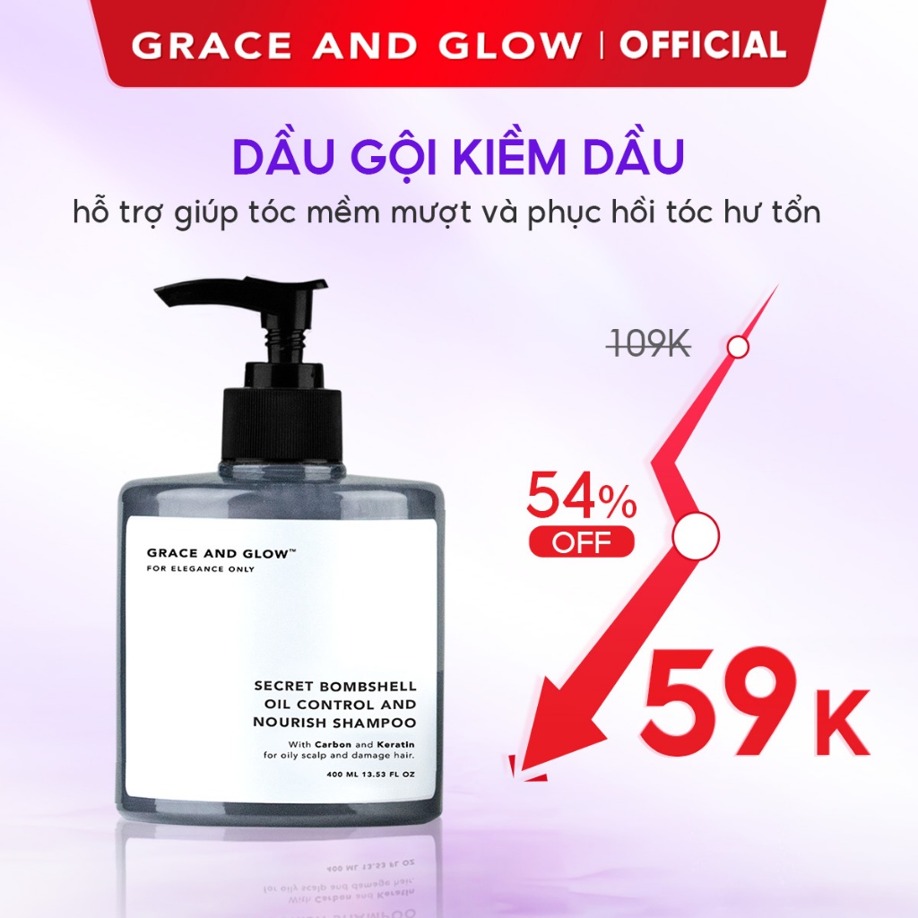 [Giảm Đến 40%] Dầu gội kiềm dầu Grace and Glow Secret Bombshell Anti Oil and Repair Solution Shampoo 400ml | BigBuy360 - bigbuy360.vn
