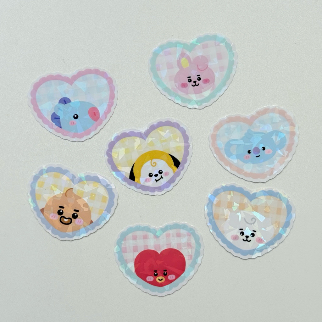 Sticker Decal BT21 | trong suốt ánh hologram chống nước bám dính tốt
