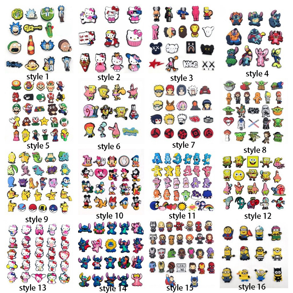 cái / bÃ Sticker Gắn Dép 2D Nhiều Mẫu MEIDJ Dép shoe charms, Phụ Kiện Trang Trí Dép Có Nút Gắn Siêu Xinh