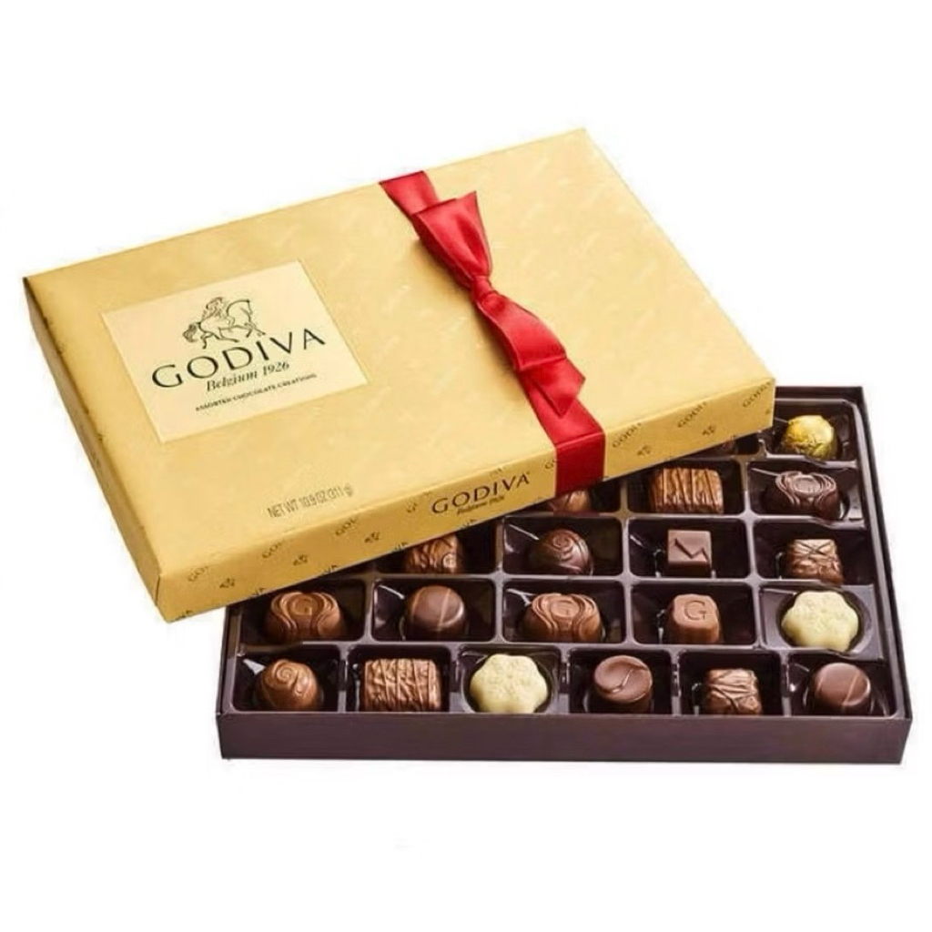 Sôcôla hộp quà Godiva Belgium 1926 Assorted Chocolate Gift Box của Bỉ hộp 320gr gồm 27 viên