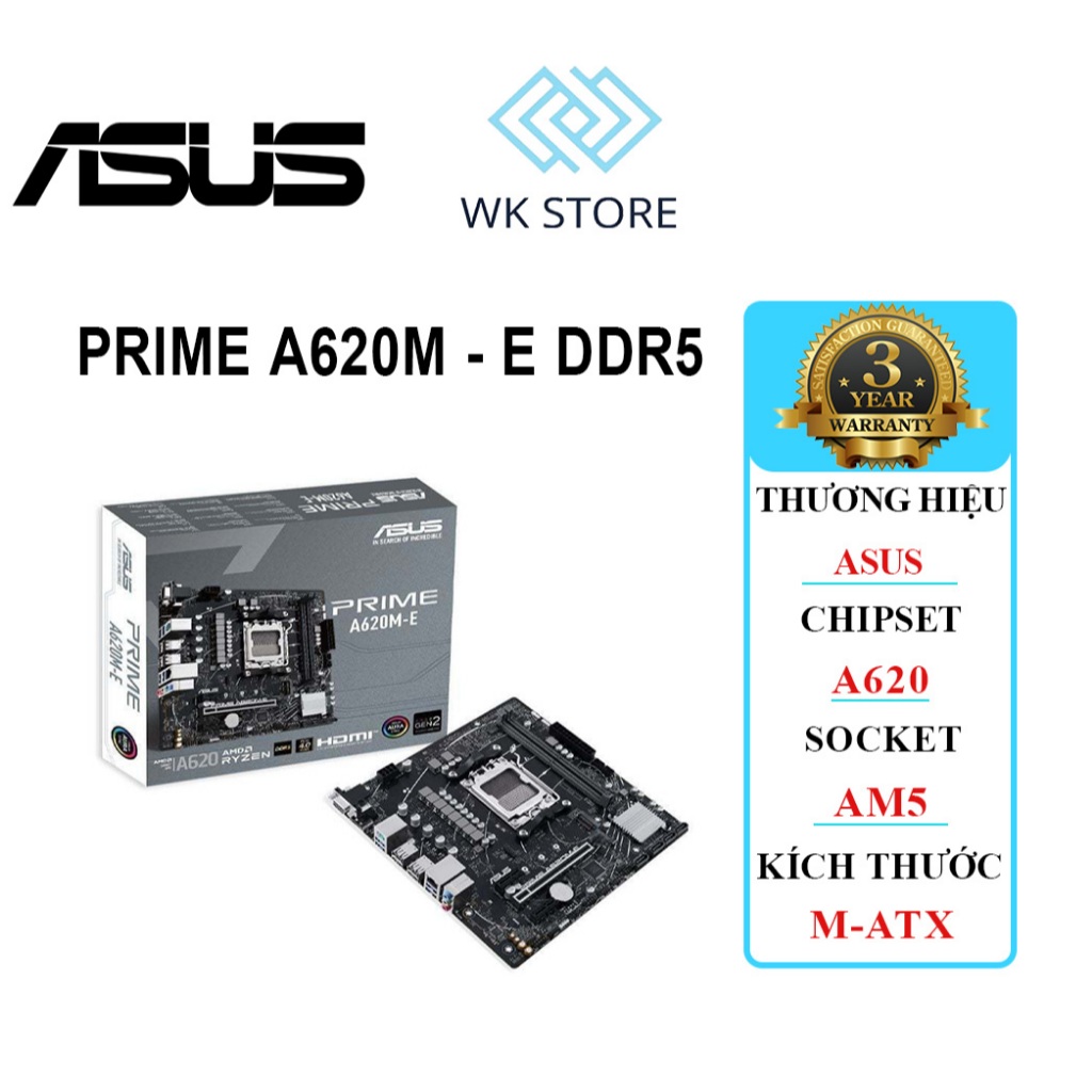Mainboard Asus A620M-E DDR5, SK AM5, Mới BH 36T