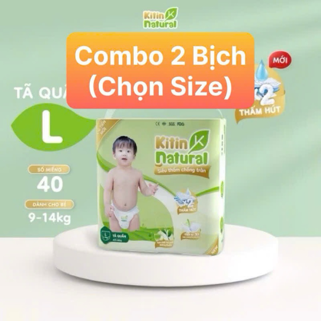 [Combo 2 Bịch] Tã Dán /Quần Kitin Natural Siêu thấm hút