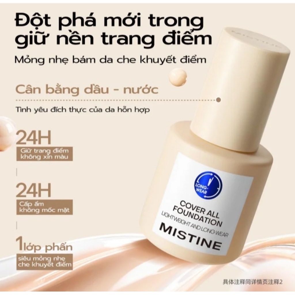 MISTINE Foundation bb Cream
Kem nền dạng lỏng dưỡng ẩm lâu trôi 30g