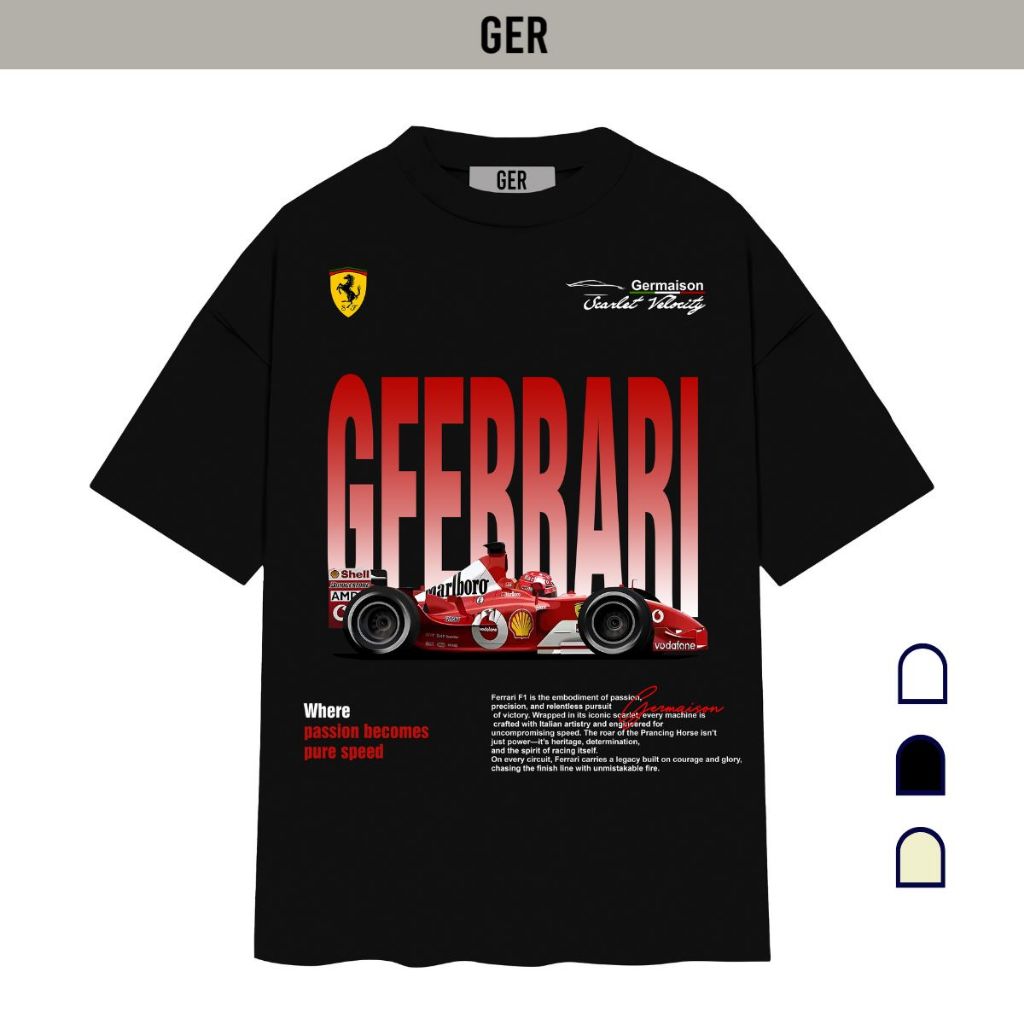 Áo Thun Tay Lỡ GER FERRA F1 TEE Form Rộng Nam Nữ T-shirt Unisex Bigsize Cotton 100% Chính Hãng G38