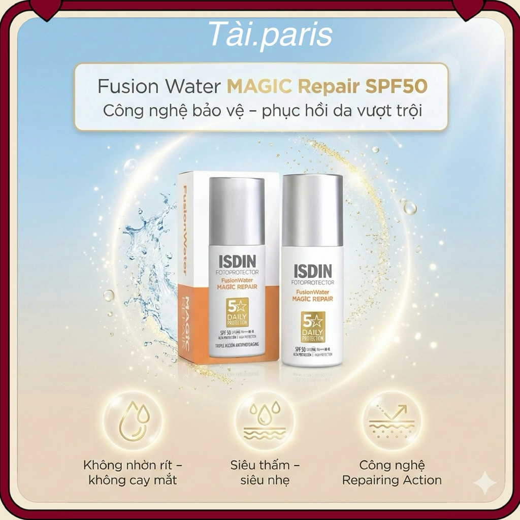 ISDIN Fotoprotector Magic Repair Fusion Water SPF50 - Kem chống nắng chống lão hoá