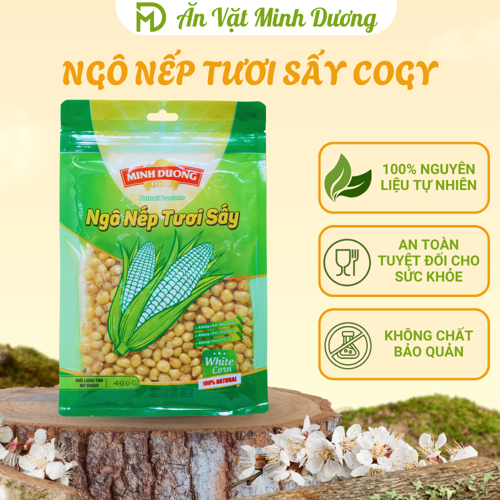 Ngô nếp tươi sấy COGY Minh Dương Food hương vị tự nhiên đậm đà, giòn tan ăn vặt túi zip tiện lợi MD4