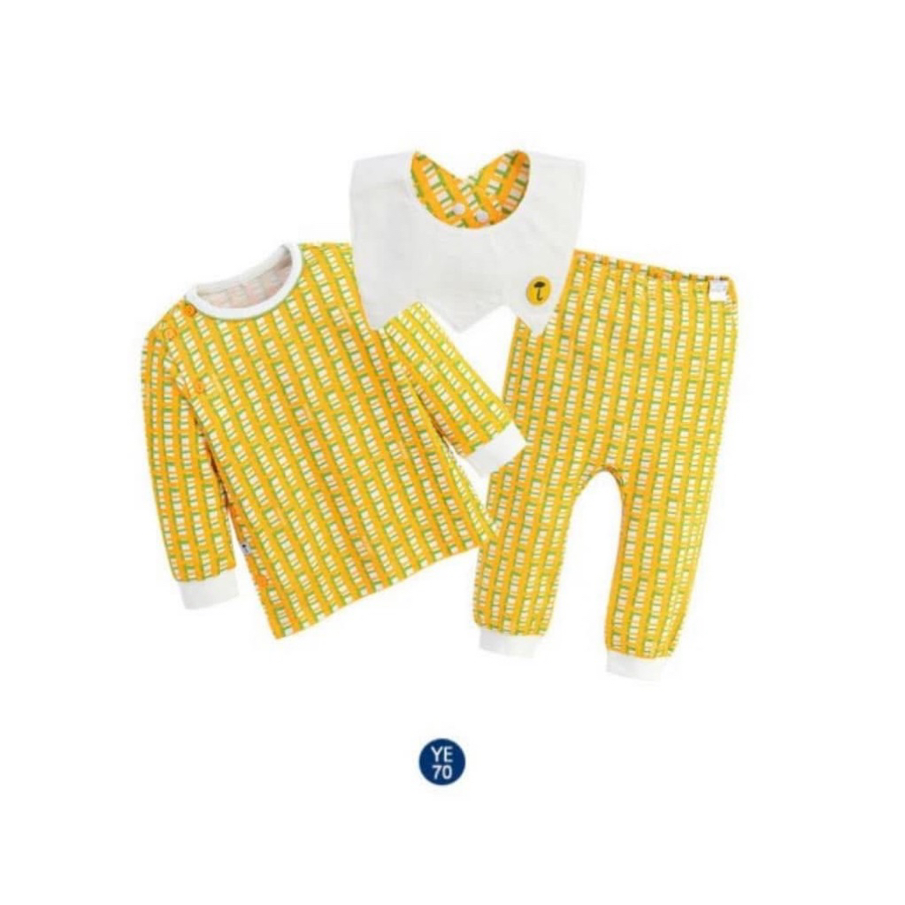 Set quần áo Moimoln vàng kèm yếm đẹp xỉu cho bé trai bé gái hàng săn sale Hàn Quốc giá tốt