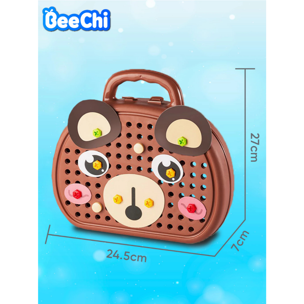 Vali Đồ Chơi Kỹ Sư Lắp Ráp BeeChi - Đồ chơi lego vặn ốc vít - Bản Cao Cấp 2025 Có Khoan Điện