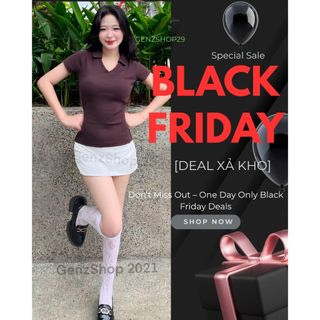   BLACK FRIDAY - Deal xả kho   ÁO THUN POLO NỮ CÓ CỔ CHẤT GÂN ÔM BODY TÔN DÁNG XINH ĐẸP 2025 