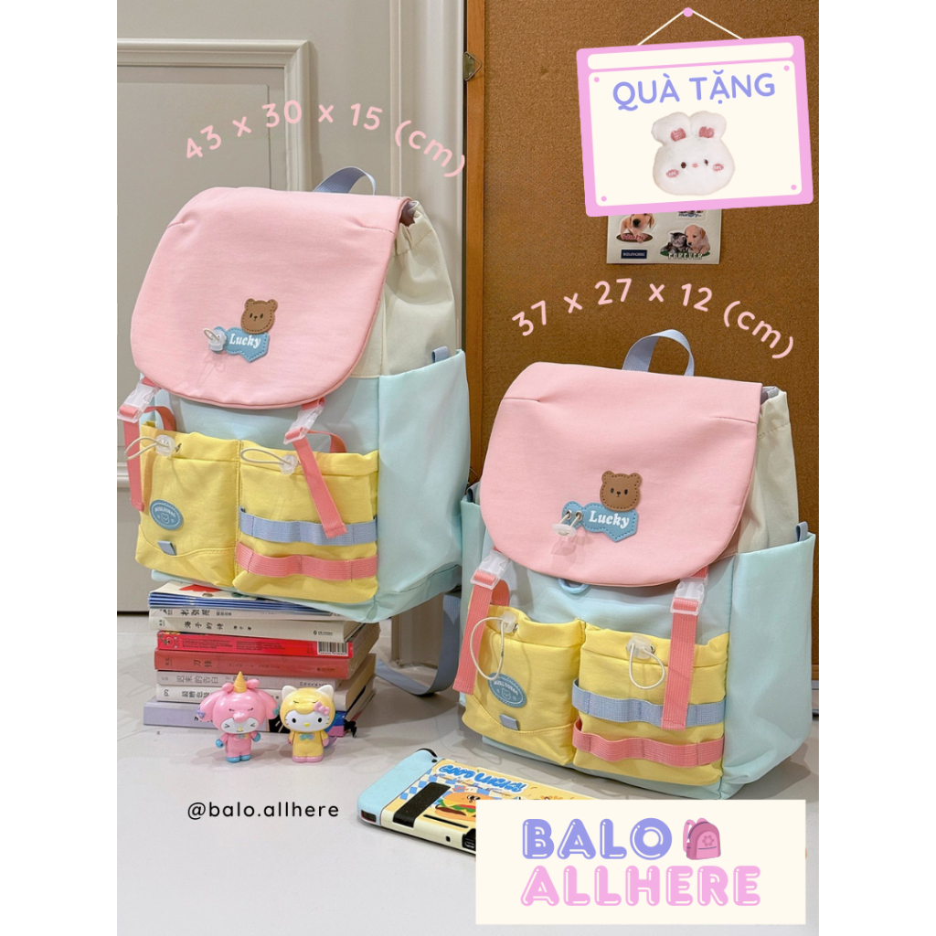 [SẴN NHỎ VÀNG, LỚN VÀNG] Balo Đi Học Cute, Cặp Sách Nữ Dễ Thương BL29