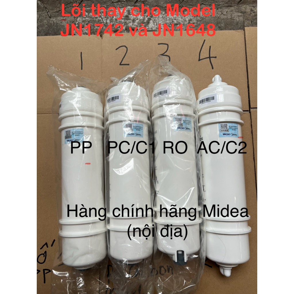 Lõi C2-Post Carbon, C1 - Pre Carbon và combo PP,C1,C2 dùng cho cây lọc nước Midea JN1648 hoặc JN1742