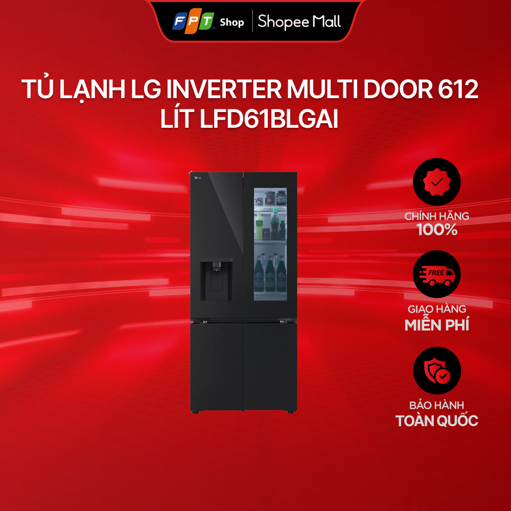 [Tặng lò vi sóng MS2032GIK.BSEPLVN] Tủ lạnh LG Inverter Multi Door 612 lít LFD61BLGAI