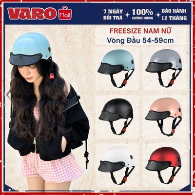 Mũ Bảo Hiểm Nửa Đầu VARO Helmets Sơn Nhám Cao Cấp, Có Lỗ Thông Gió,Freesize Nam Nữ,Bảo Hành 12 Tháng
