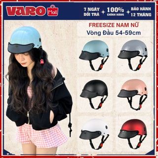  Mũ Bảo Hiểm Nửa Đầu VARO Helmets Sơn Nhám Cao Cấp Có Lỗ Thông Gió,Freesize Nam Nữ,Bảo Hành 12 Tháng 