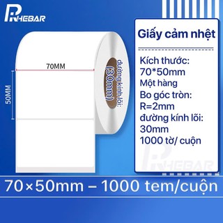 Rhebar Giấy In Tem Nhiệt  - Tem Nhãn Decal Nhiệt 70mm x 50mm - Cuộn Tem Ship, Tem Barcode