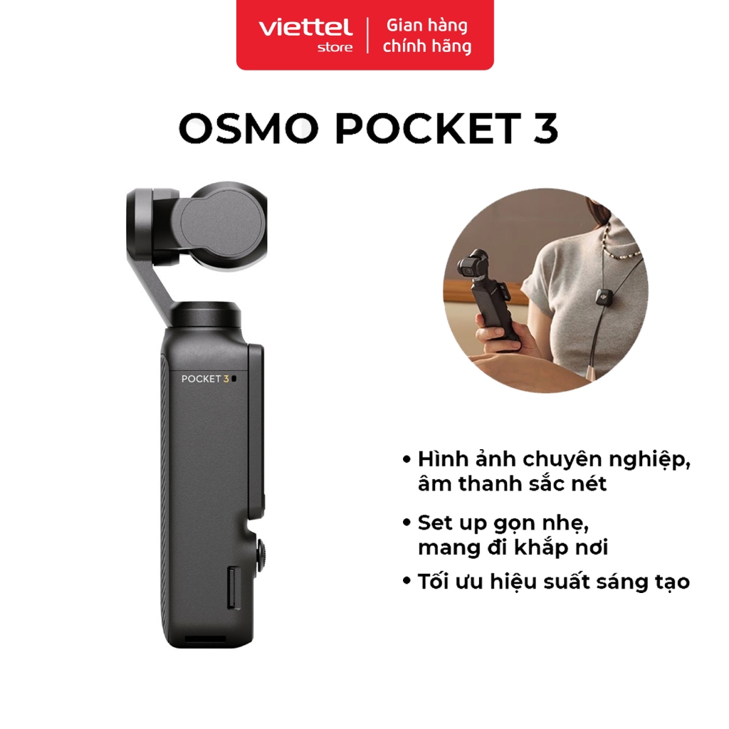 DJI Osmo Pocket 3 Gimbal Tích Hợp Camera Chất Lượng 4K 120fps