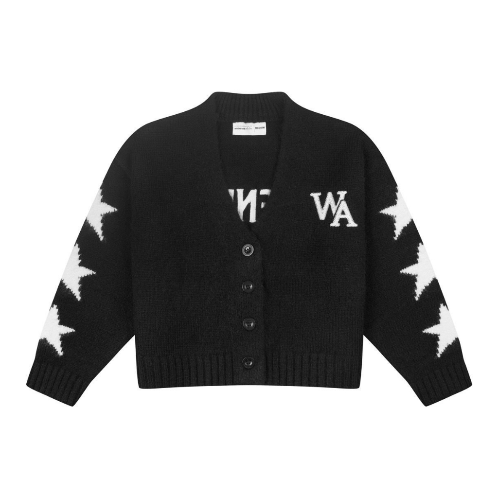 "WHENEVER" Áo Cardigan Whenever Atelier Star Form Boxy Local Brand Unisex / BLACK