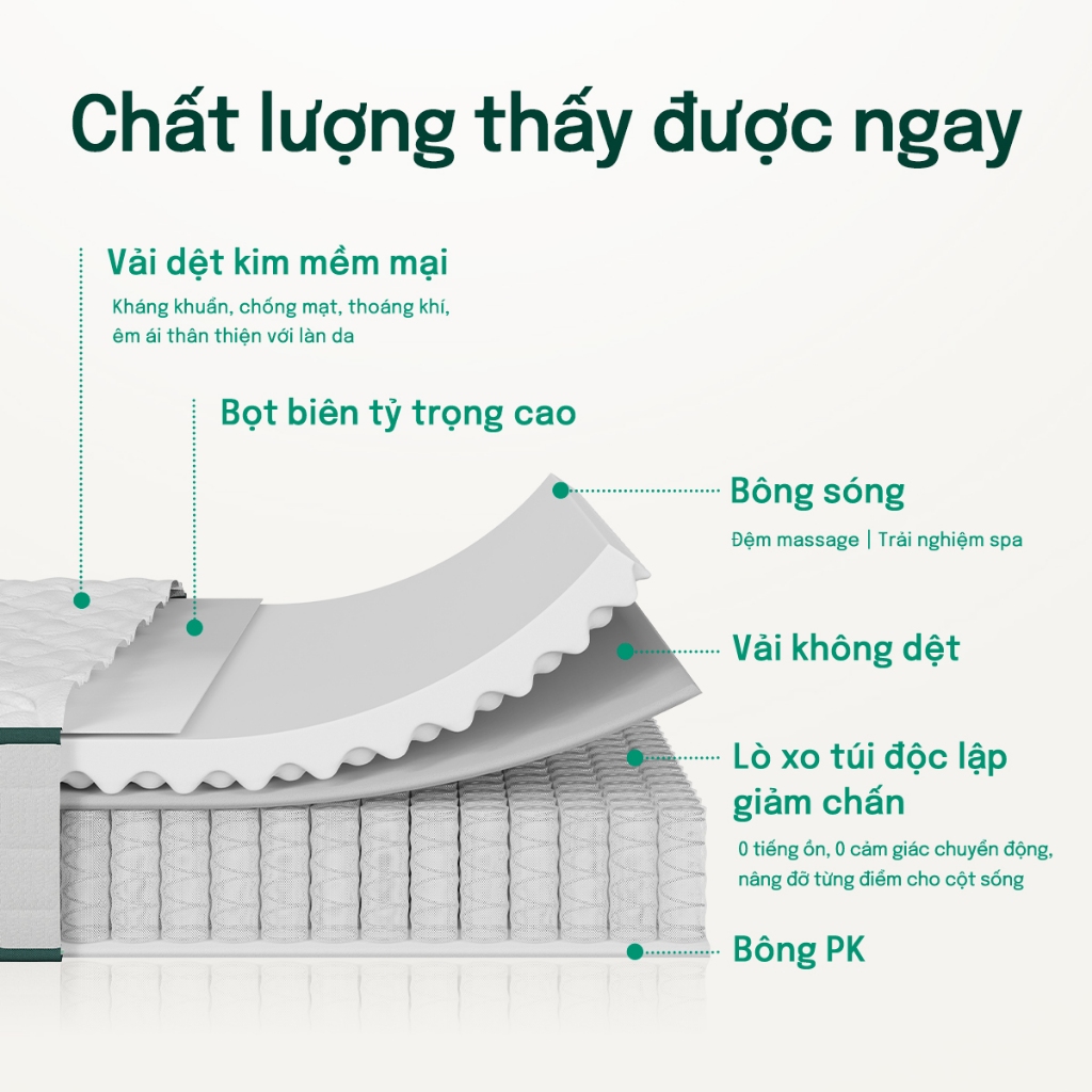 Nệm lò xo MOSSWOOD 20cm: Sự lựa chọn hàng đầu cho sinh viên ở trọ hoặc ký túc xá Chống rung lắc | BigBuy360 - bigbuy360.vn