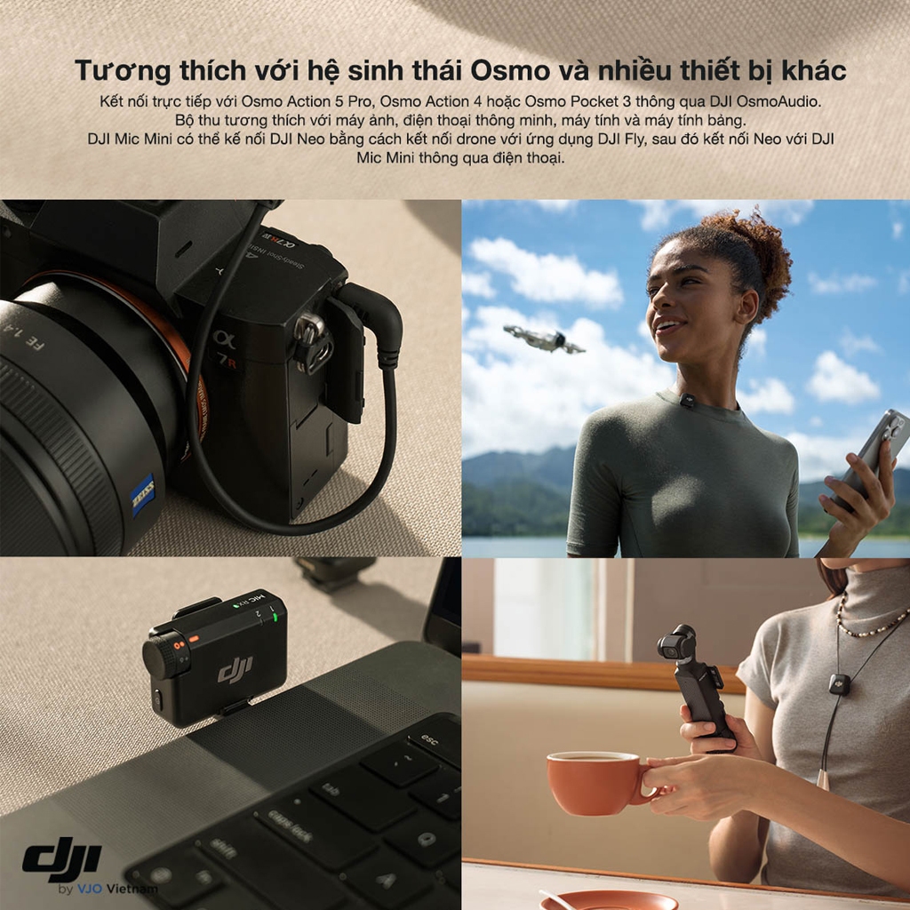 DJI Thiết Bị Quay Vlog Mic Mini Thu Âm Không Dây | Nhỏ Gọn | Khử Ồn 2 Cấp Độ | Camera Hành Động | BigBuy360 - bigbuy360.vn