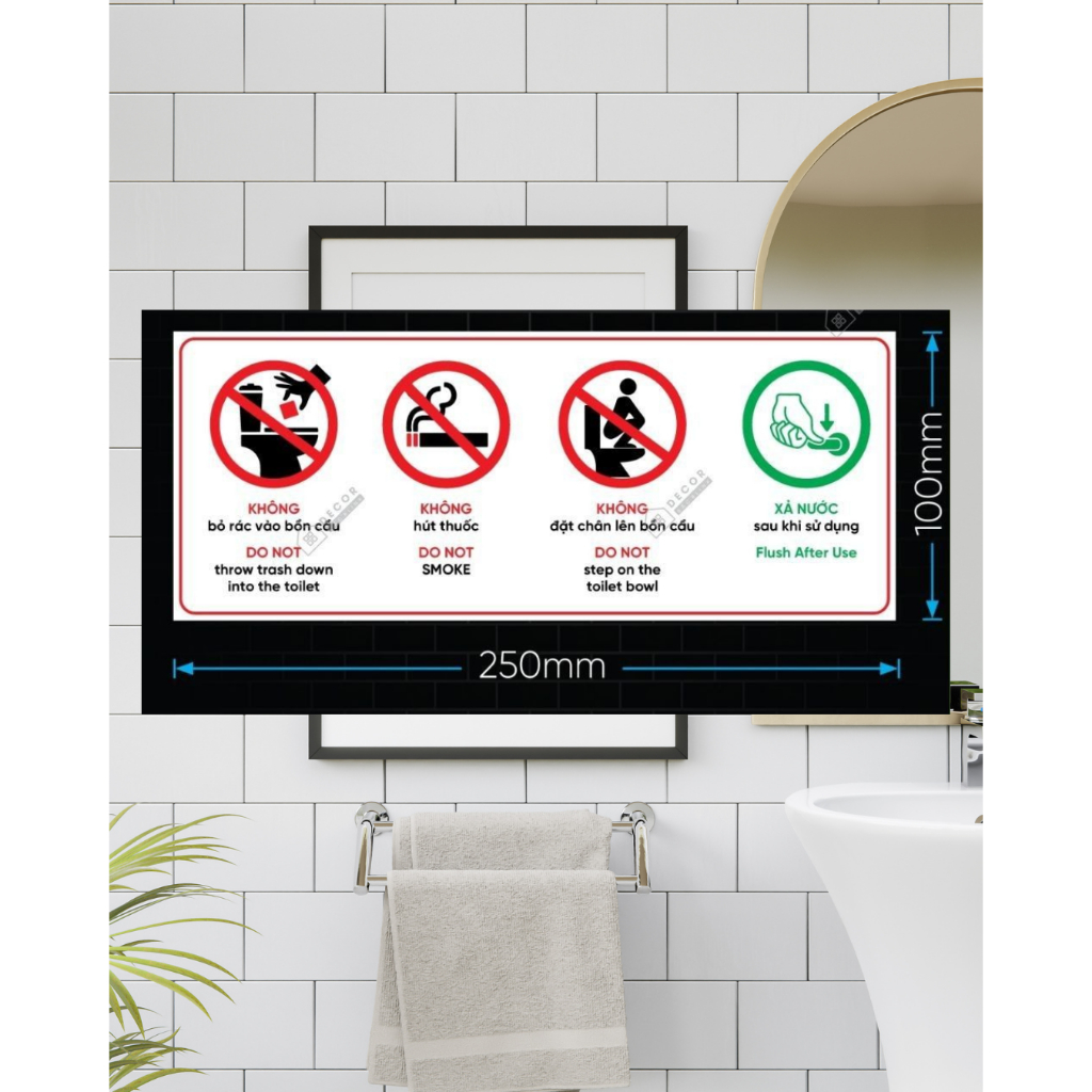 Decal Nhắc Nhở Trong Nhà Vệ Sinh, Decal Cảnh Báo Toilet, Decal Nội quy WC