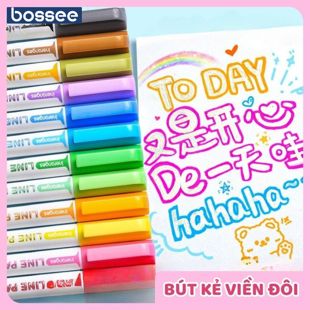 Set bút nhũ kim tuyến có nét viền sẵn, bút kim tuyến, bút kẻ viền, bút highlight - Bút đánh dấu graf