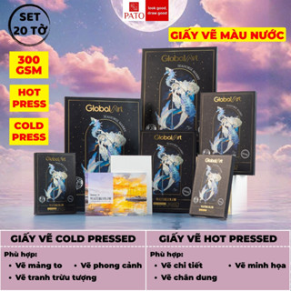 Giấy Vẽ Màu Nước GLOBAL ART 300GSM Cold Pressed, Hot Pressed Cao Cấp Vẽ Màu Nước, Acrylic, Gouache, Mặt Mịn Vẽ Chì