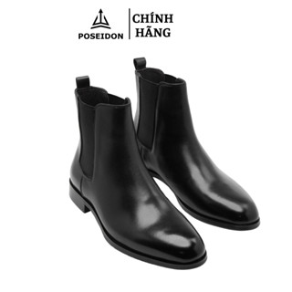 Giày da chelsea boot POSEIDON Classic mũi nhọn da hai lớp Boots cổ cao đế khâu chắc chắn