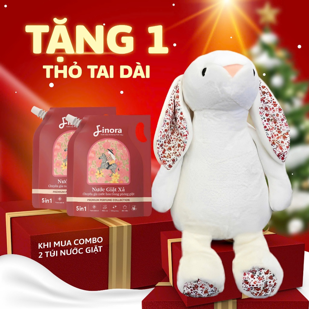 [Tặng Thỏ Khổng Lồ Màu Ngẫu Nhiên] Combo 2 Túi Nước Giặt Xả Finora Premium 1 Lít Hương Baccarat