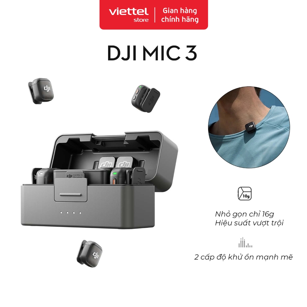 DJI Thiết Bị Quay Vlog DJI Mic 3 Thu Âm Gọn Nhẹ Khử Ồn Thông Minh, Camera Hành Động (DJI Mic 3)
